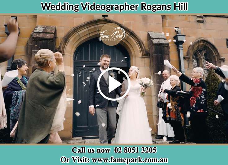 Bride and Groom walking outside the church Rogans Hill NSW 2154